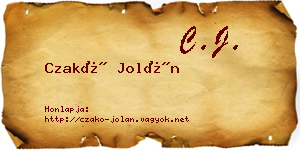 Czakó Jolán névjegykártya